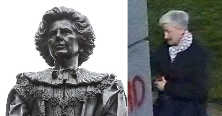 Pensionista sorprendido vandalizando estatua de Margaret Thatcher