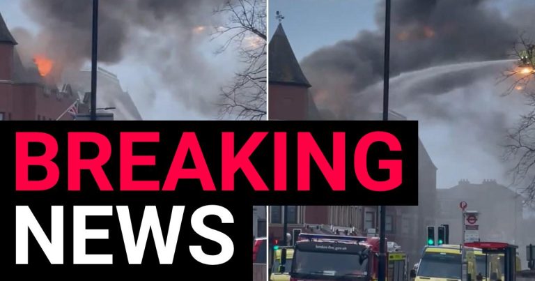 London police station ablaze with 20 fire engines dispatched.